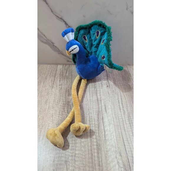 Stuffed Peacock Plush Toy With Long Legs & Colorful Tail sitter  new - Picture 5 of 11